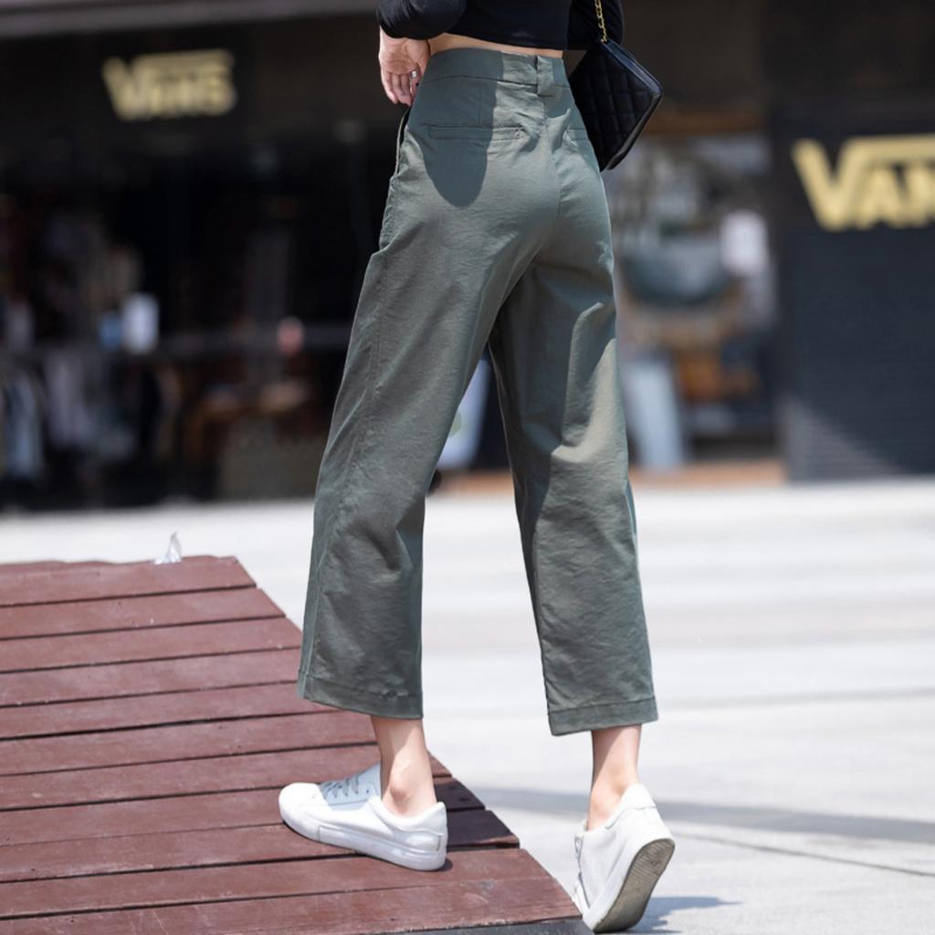 Women's High Waist Wide Leg Cropped Pants Loose Fit Casual Cotton Summer Trousers