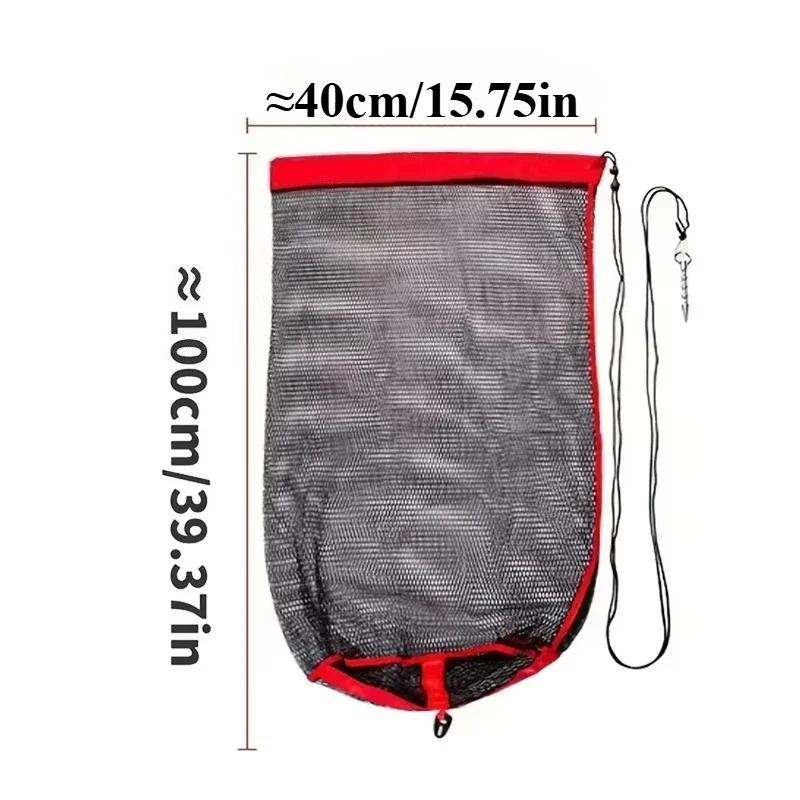 Portable Collapsible Fishing Mesh Bag Thickening Live Fish Net with Bundle Mouth for Outdoor Traps Fishing Crayfish/Shrimp/Eels