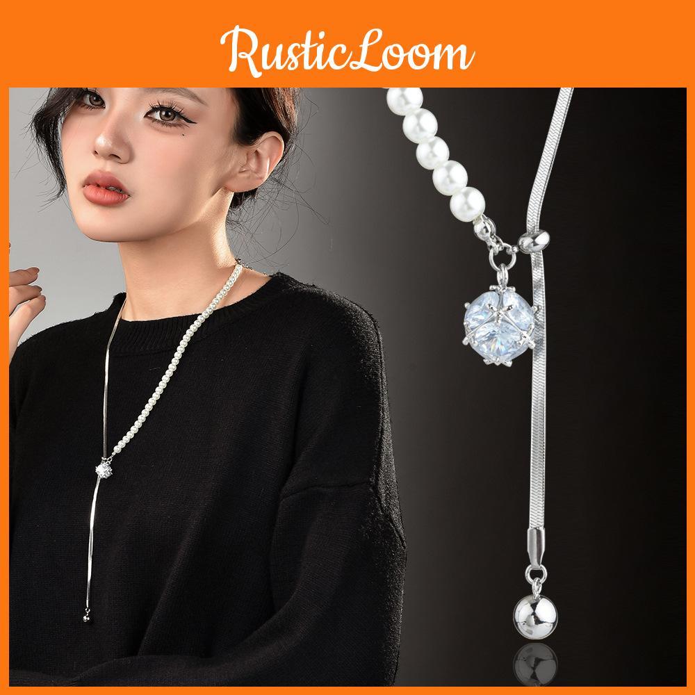 Luxurious Pearl Cubic Adjustable Necklace Featuring Premium Titanium Steel For Fall 2024