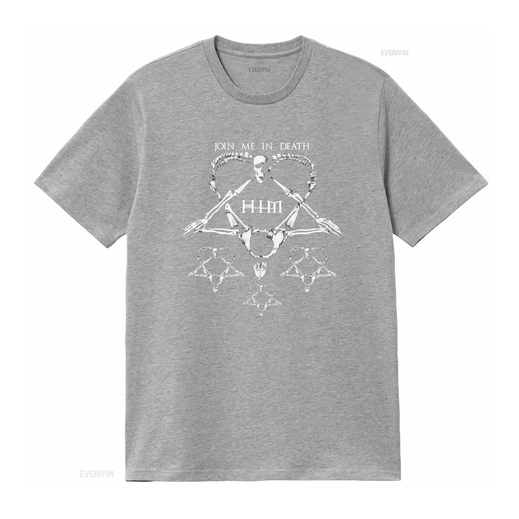 Sein Herzagramm schließe dich mir im Tod an schweres schwarzes T-Shirt kurzärmliges Hemd vintage gewaschen Grafik lässig stilvoll dehnbar Unisex