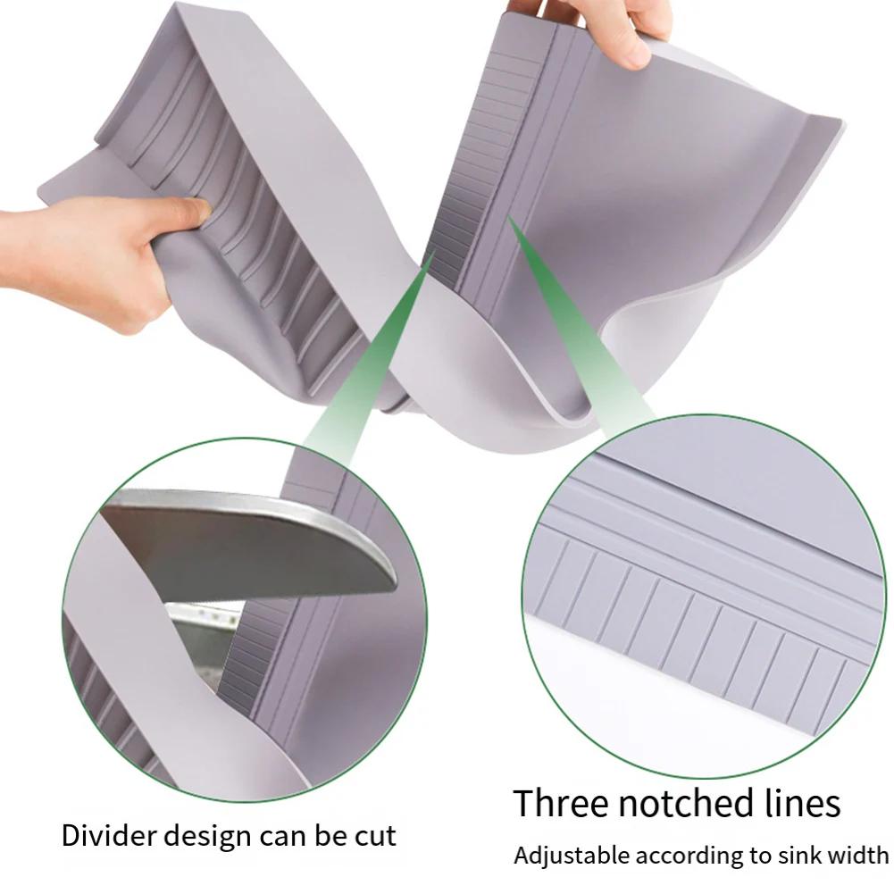 Silicone Sink Rim Splash Guard Protector Sink Splash Guard Kitchen Bathroom Sink Edge Splashing Water Baffle