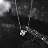 Women Simple Light Luxury Four Leaf Clover Inlaid Zircon Clavicle Pendant Necklace