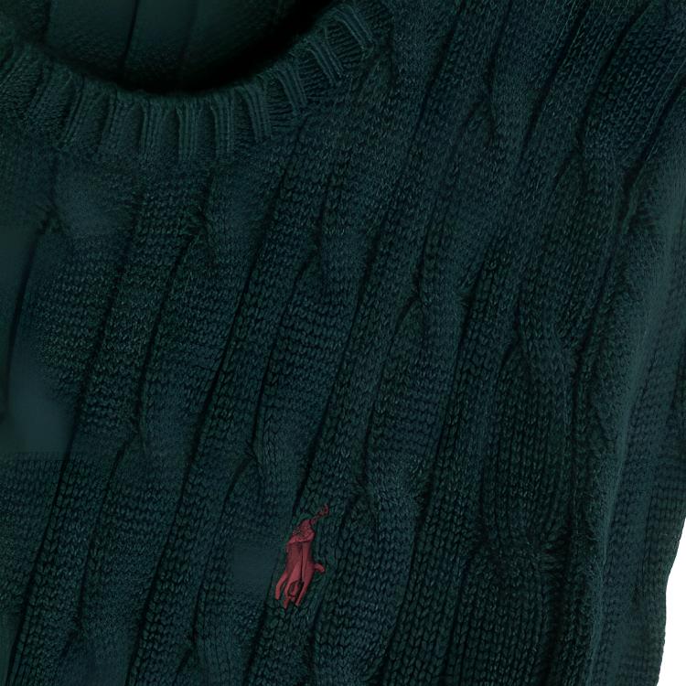 Maglione Polo Ralph Lauren Tinta Unita Ricamo Equestre Maglia Cavo Maglione Bambino Verde Scuro 323702674-055