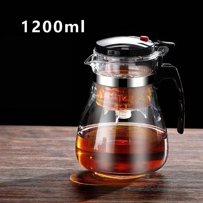 Glass Teapot Heat Resistant One-click Filtering Tea Pot High Borosilicate Puer Kettle Tea Water Separation Filter Home Teaware