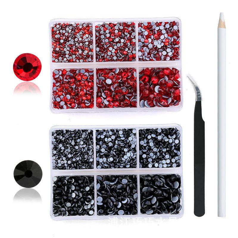 Boxed Flat-Bottomed Nail Art Rhinestones, Jewelry Accessories Diy Nail Art Diamond Set, Clothing Glass Hot Diamonds