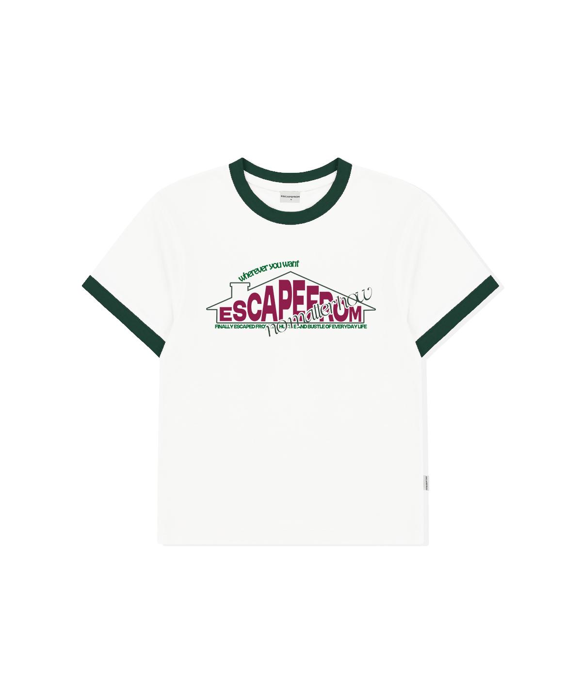 Escape From Chimney Home Print Ringer Short Sleeve T-Shirt Green L