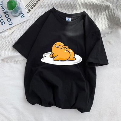 Miniso Sanrio Lazy Egg Druck Damen Herren T-Shirt Kurzarm Kawaii T-Shirts Heißverkauf Rundhals Locker und Bequem Tops