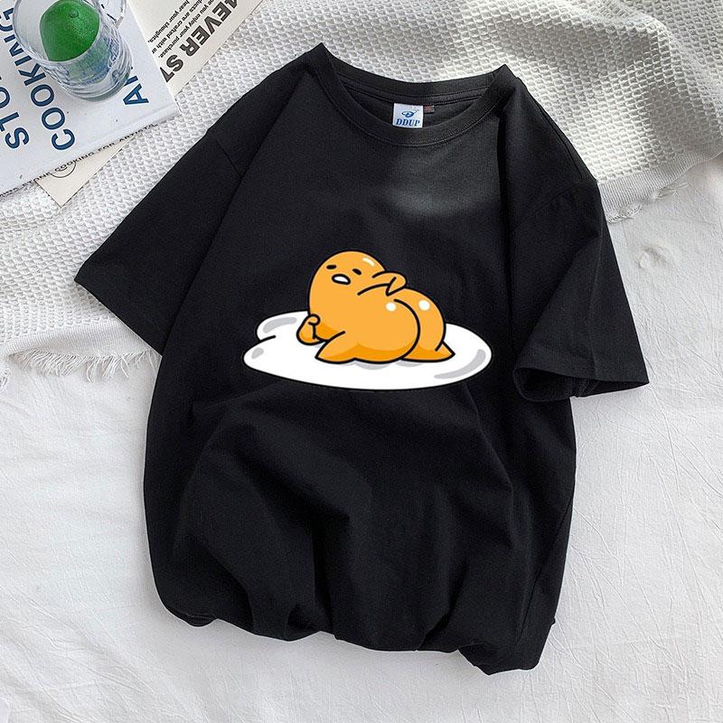 Harajuku Faules Ei Druck Damen T-Shirt Gudetama T-Shirts Kurzarmshirt Kawaii T-Shirts Gothic Weibliche Ästhetik T-Shirt Oberteile