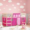 VidaXL Children's Mezzanine Bed and Curtains, Elevated Bed for Children with Ladder, Bedroom Storage Furniture, Modern, Pink 3206966