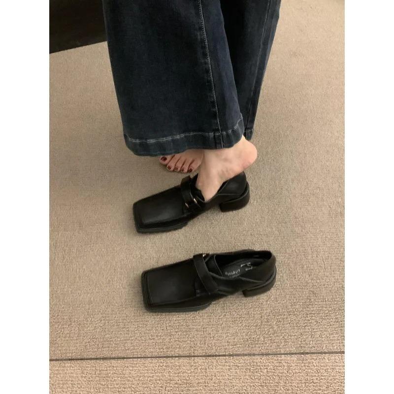 Vintage Hnědé Dámské Boty Kick Saddles Britský Styl Plochý Podpatek Jaro Léto JK Boty Malá Kůže