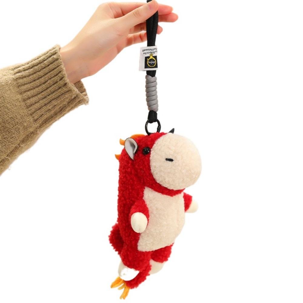 Cute Plush Horse Keychain Mascot Dolls Cartoon Horse Doll Pendant Plush Pony Pendant  Year of Horse Red Style B