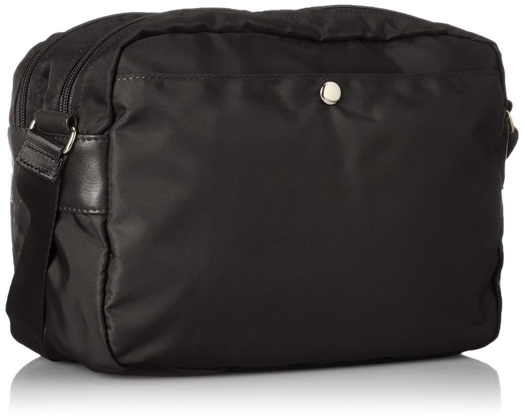 Y'saccs Nylon and Leather Combination Horizontal Shoulder Bag, Size 2060444, Size 10 (Black)