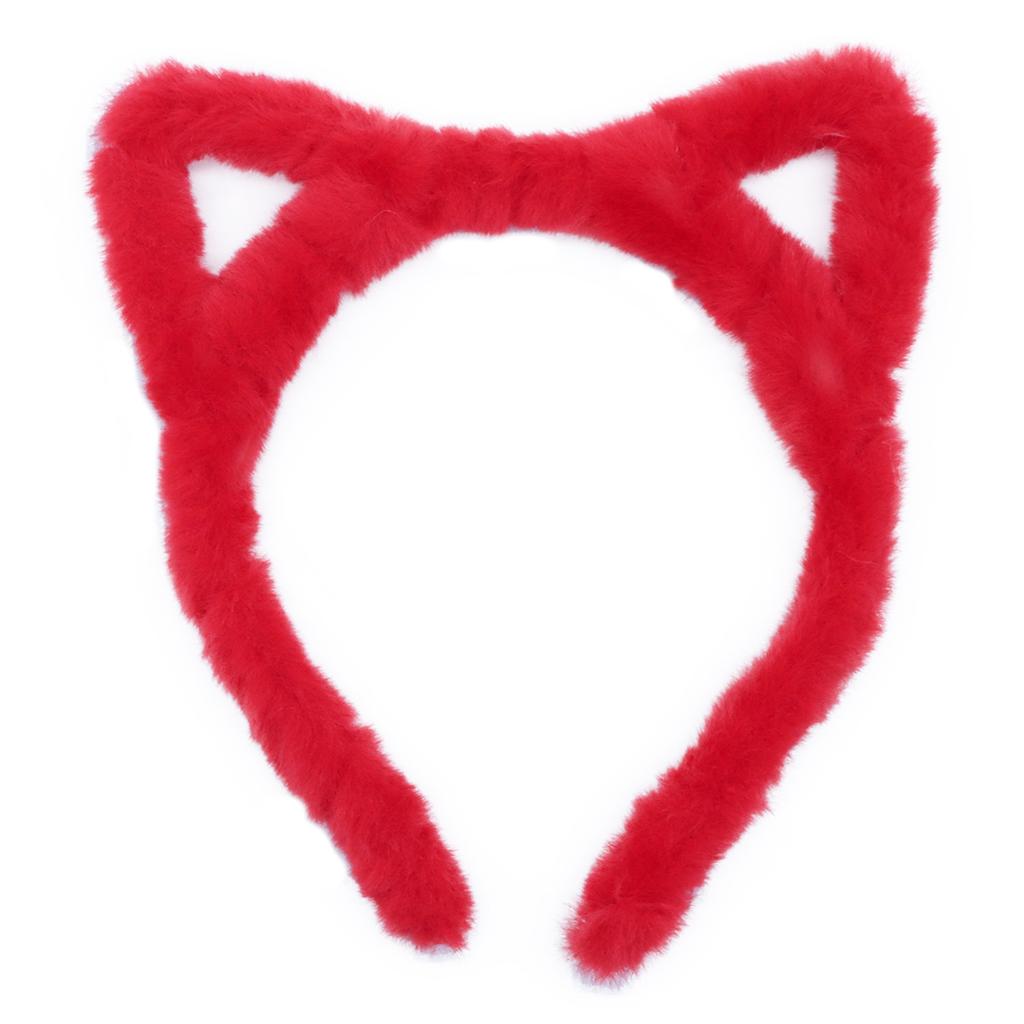 Furry Cat Ears Headband Halloween Cosplay Cat Women Hairband, Black White Pink Kakhi