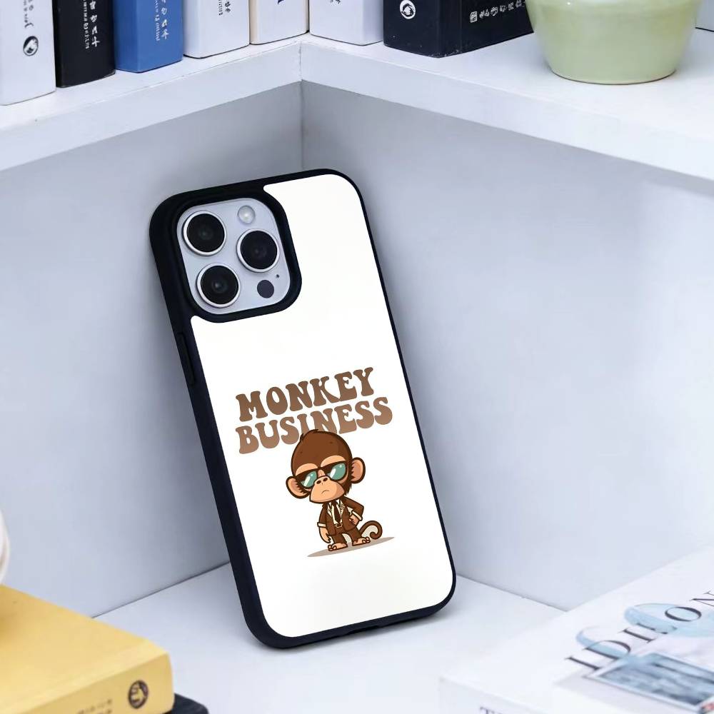 Monkey Brushing Teeth Phone Case For iPhone 17,16,15,14,13,Pro,Max,Plus,Magnetic For Magsafe Wireless Charging