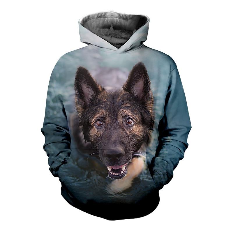 Kids Boys Hoodie Pullover Animal Dog Long Sleeve Pocket Children Top Casual 3D Print Hoodie