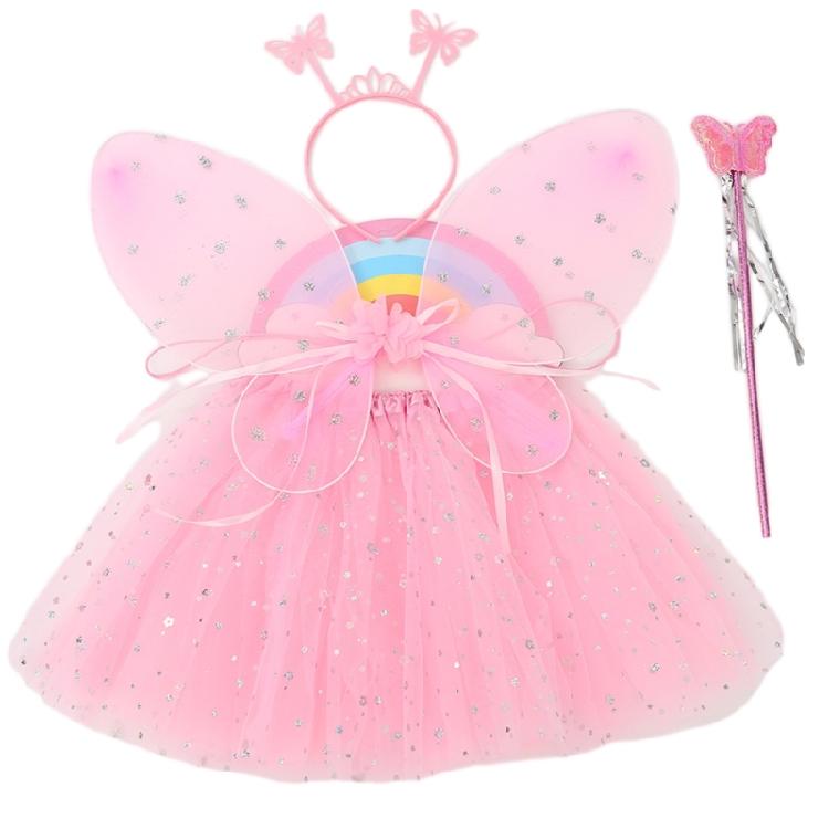Fairy Costume Set Including Skirt Fairy Wing, Fairy Wand, Butterfly Headbands