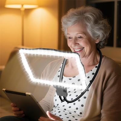10X Grote Handsfree Vergrootglas om te Lezen, Vergrootglas met 50 LED's en Verwisselbare Lens voor Ouderen, Reparatie, Naaien, Krant