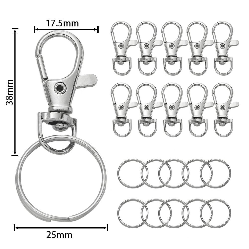 20/50Pcs Swivel Snap Hooks with Key Ring Metal Swivel Lobster Claw Clasps for DIY Keychain Bag Hang Jewelry Making Accessories