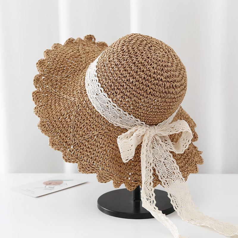 Seaside Beach Hat Women's Summer Temperament Versatile Fashion Sun Hat Sun Protection UV Protection Bow Straw Hat