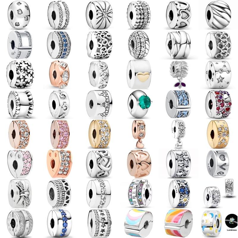 Newcopper Plated Colorful Zircons Heart Love Is Forever Charm Clip Beads Fit Originalbracelet Diy Fashion Woman Jewelry