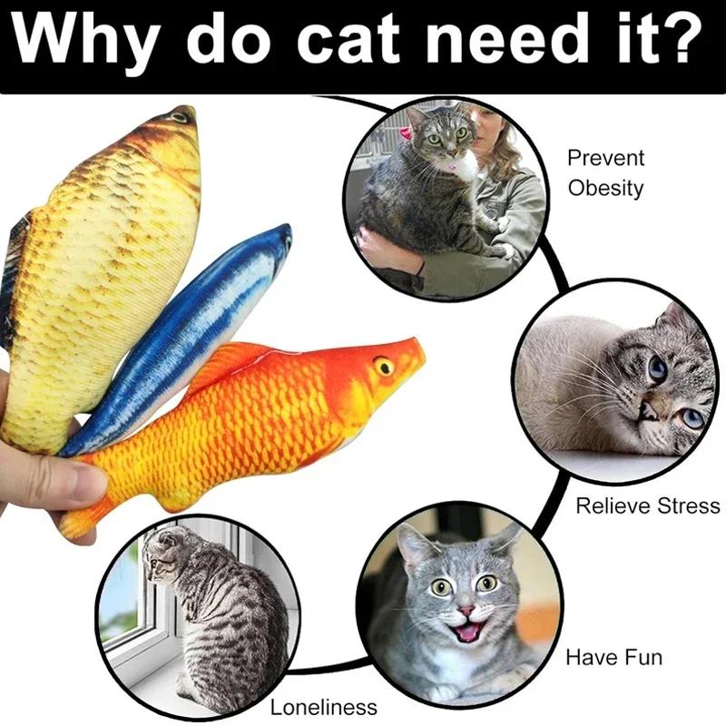 Simulated Fish Pet Cat Toy Plush Simulated Fish with  Catnip Plush Cat Toy Fish Teasing Cat Imitation Fish Cat Supplies Pet Toys