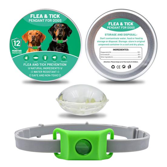 Flea Prevention Tag for Dogs Natural Ingredients Tick Repellent Tag Waterproof Collar Tag with 2 Refills Adjustable for Small Medium And Large Dogs
