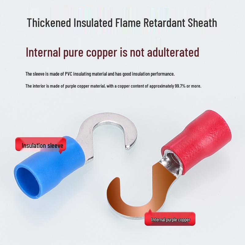 KT KST HV1.25-3.5-4-5 Hook Pre-Insulated Purple Copper Crimp Terminal Connector Lug