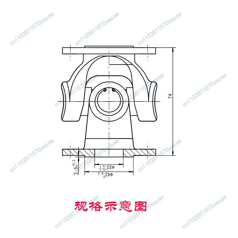 Universal Industrial Machinery Coupling Cross Universal Joint Rotating Door Cross Shaft Forged Steel Coupling Total length 74mm