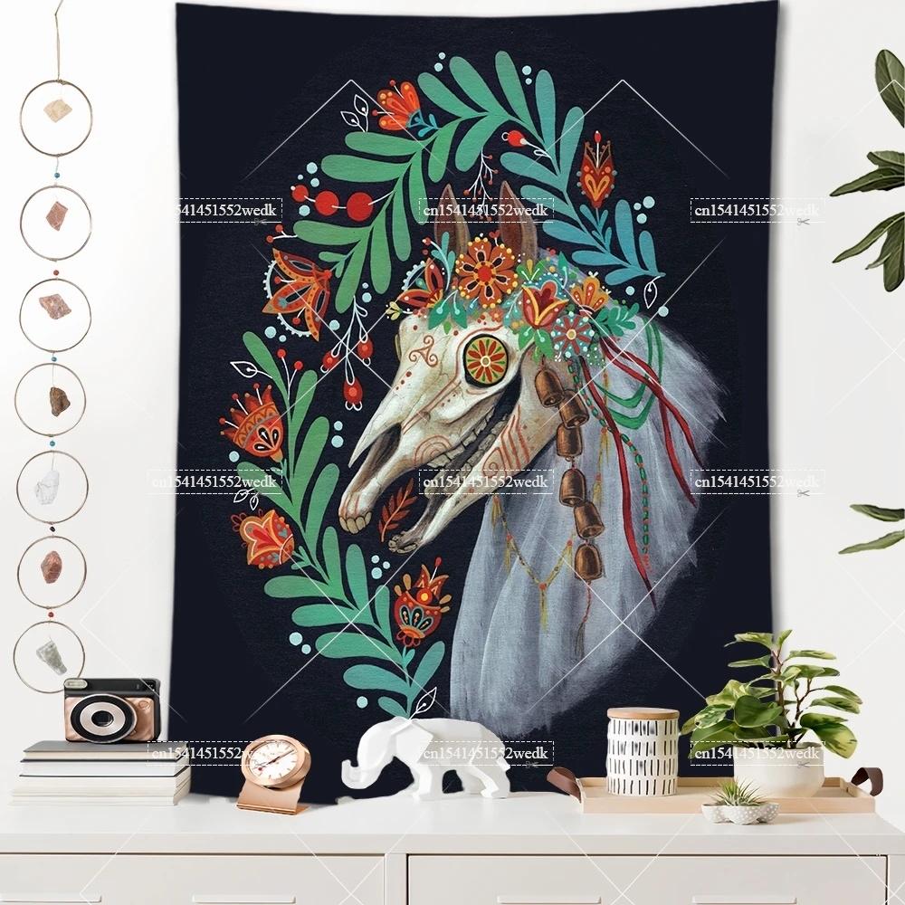 Raven Norse Folk Tapestry Medieval Animals Birds Tarot Tapestrys Room Decor Aesthetics Landscape Art Posters Background Cloths