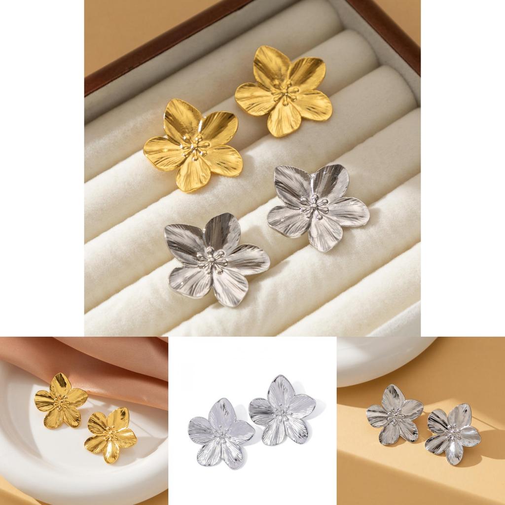 Chic Ins Style Gold Alloy Floral Earrings For Women Perfect For Any Occasion
