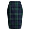 Women's High Waist Plaid Skirt Skinny Pencil Wool  Skirt