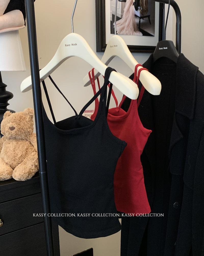 Women's Double Strap Backless Padded Camisole - Slim Fit Summer Vest Top