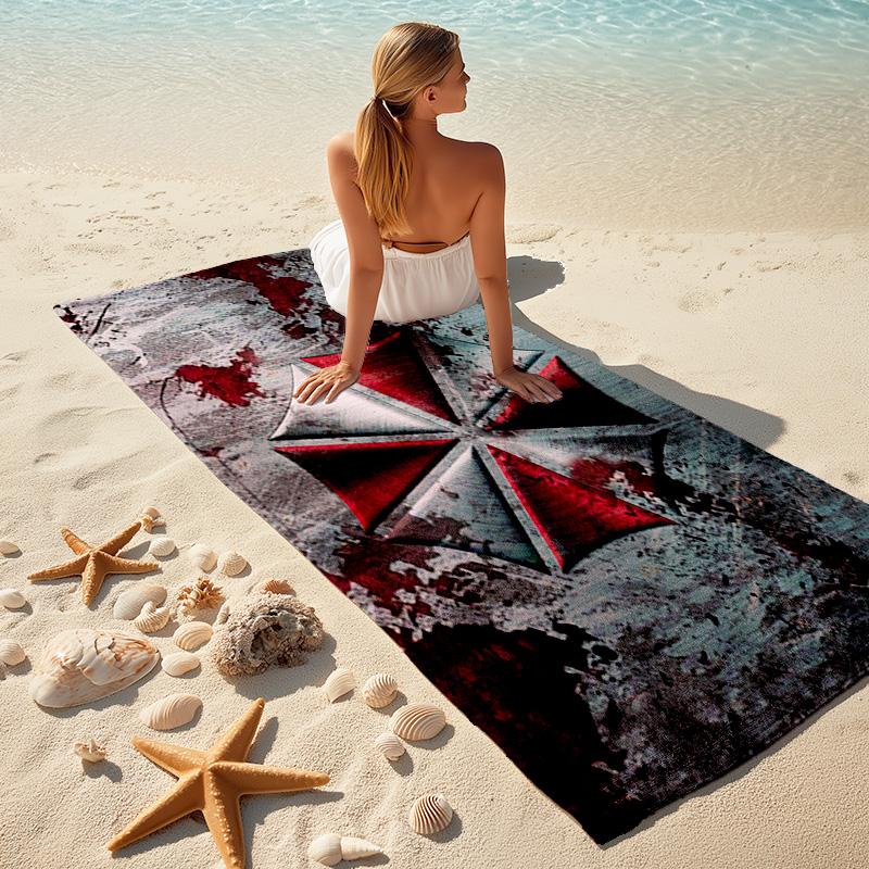 Resident Evil game, Umbrella Corporation, soft beach towel, outdoor camping vacation swimming beach towel, outdoor absorbent bath towel, Q11