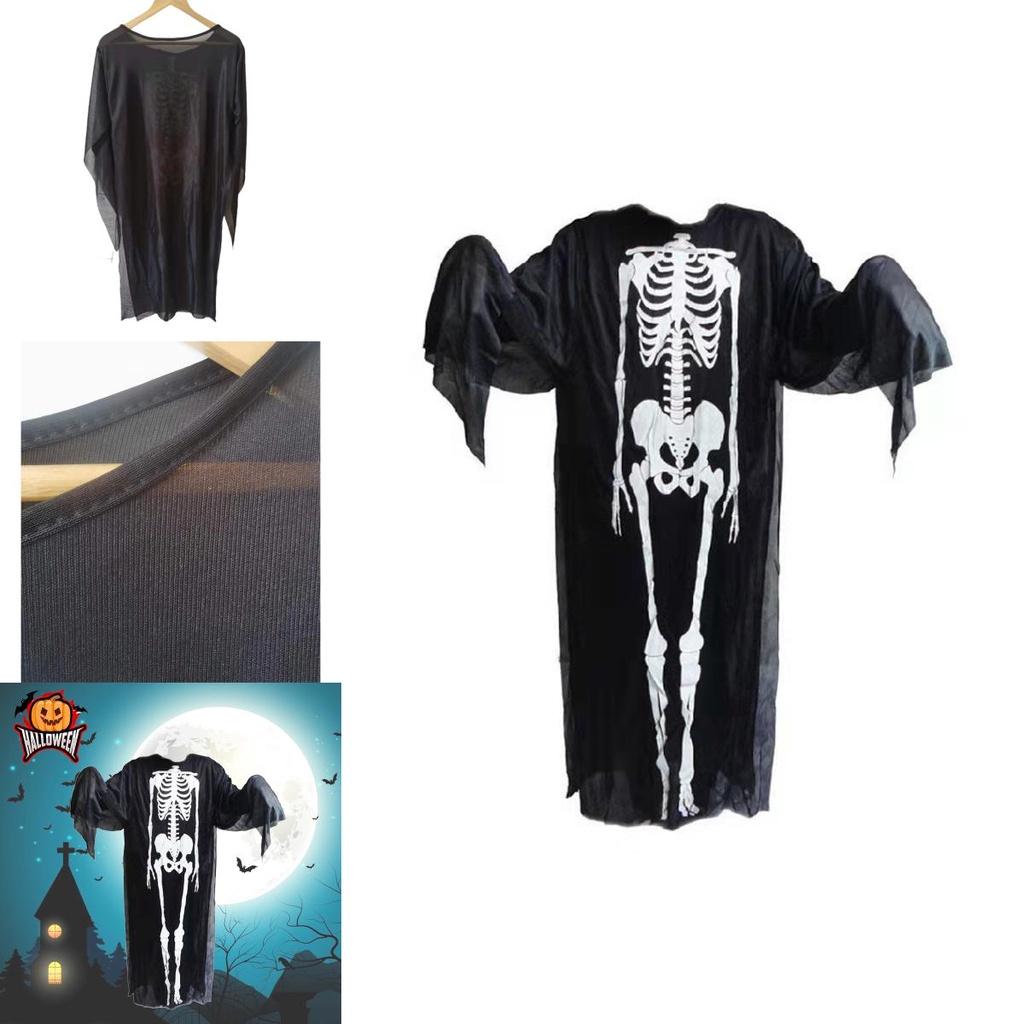 Halloween Skeleton Ghost Fancy Dress Cosplay Costume For Adults And Kids