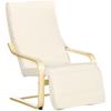 Sedia a sdraio con cuscino, poggiapiedi a 5 livelli, legno di betulla, fino a 120 kg, 66,5 x 94 x 100 cm, bianco crema