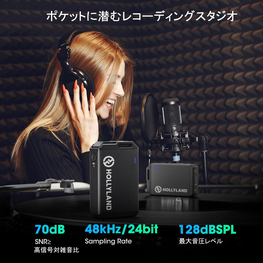 Hollyland Lark Max-Wireless Microphone-Lavalier Microphone Compatible with IOS and Android-Compatible with DSLR Cameras-Wireless Microphone-Pin