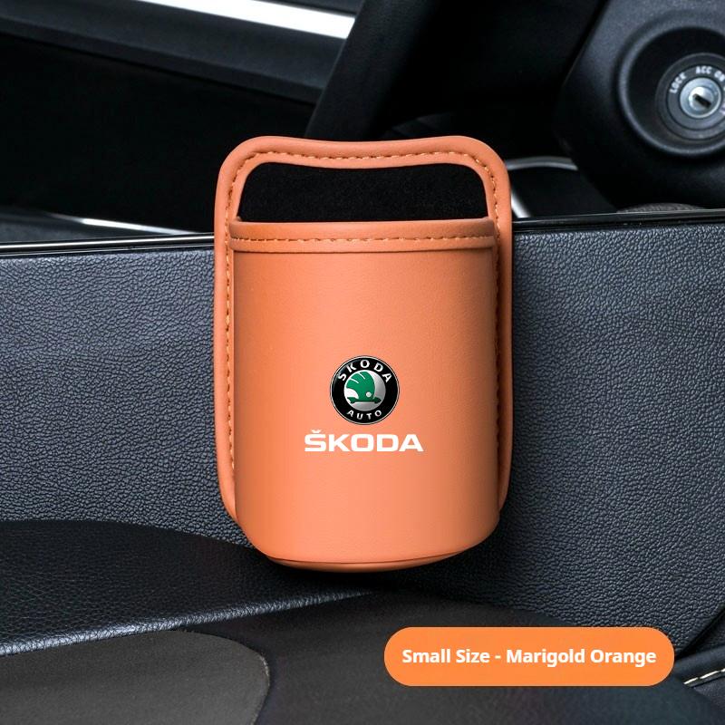 HQKI8 Car Door Storage Box Seat Hanging Trash Can Trash Can Car Interior Accessories For Skoda Octavia Superb Rapid Kodiaya Kroya