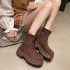Cylinder thick-soled short boots women's 2025 autumn and winter new Martin boots fashion versatile Internet celebrity ins tide elastic thin boots
