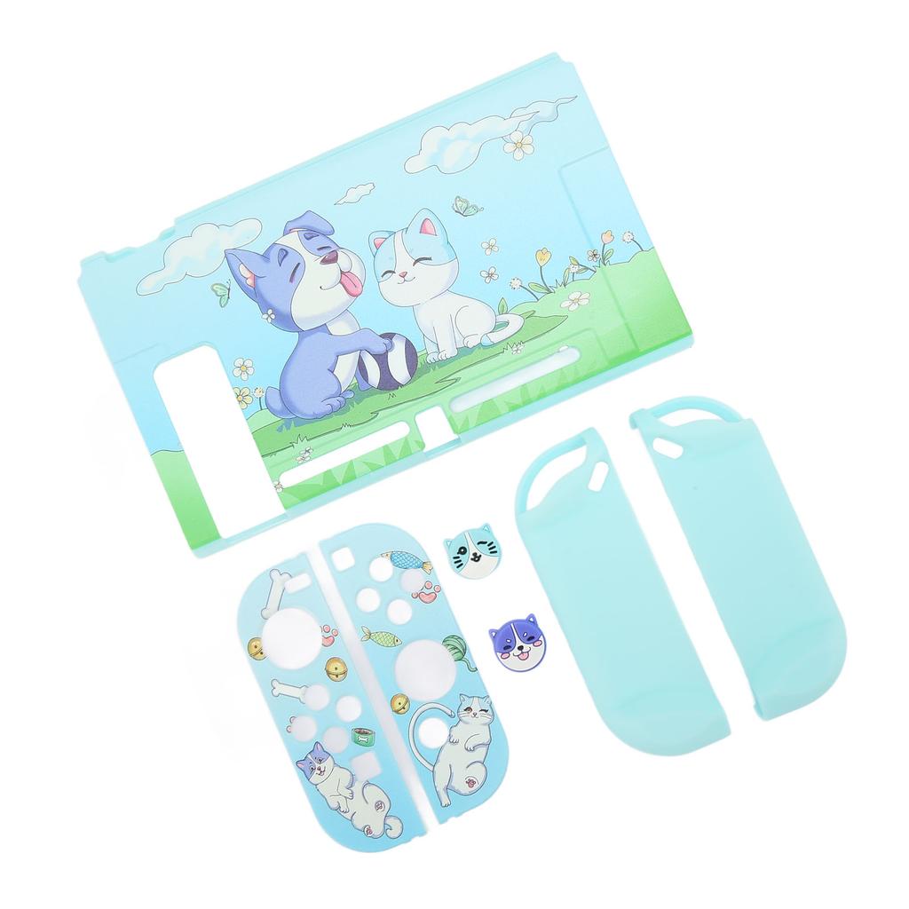 Gaming Console Protective Case Soft Cover Grip Protector for Switch Blue Cat Purple Dog Pattern