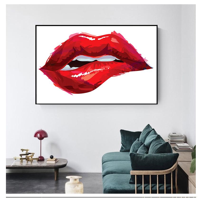 Lippen-Drucke, HD-Bild, Leinwand-Malerei, Wandkunst, Bilder für Wohnzimmer, Heimdekoration, ohne Rahmen, nordisches Poster, einfach, sexy, Rot