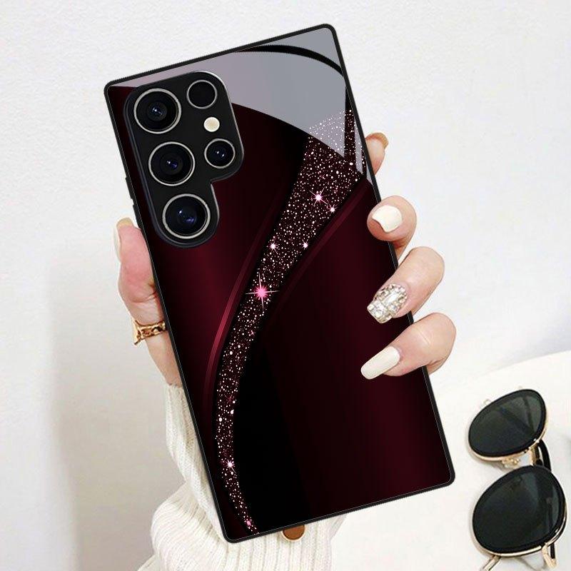 Wave pattern glass phone case suitable for Samsung Galaxy S26 S25 S24 S23 S22 S20 FE Ultra Plus anti drop back cover