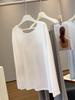 Women's Crew Neck Long Sleeve T-Shirt Loose Fit Korean Leisure Cover Up Top Solid Color Back Twist Knotted Sun Protection Blouse
