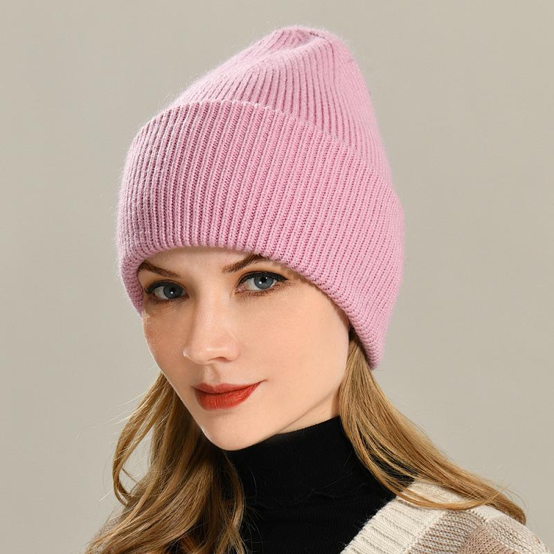 Angora Knitted Hat Angola Fashion Commuter Warm Face Small Solid Color Wool Hat