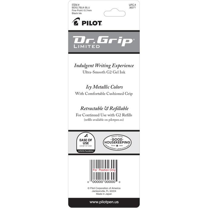 Pilot Dr. Grip Gel Ink Ballpoint Pen Limited Black 0.7mm (Fine Point) (Ice Blue Barrel) 1 Count