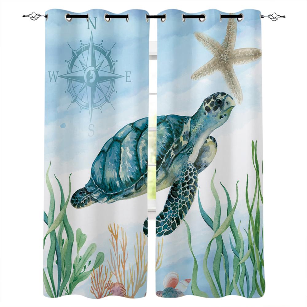 Zwierzę Morskie Konik Morski Algi Zasłony Okienne Zasłony Panelowe do Sypialni Kuchni Salonu Dekoracja Domu na Boże Narodzenie