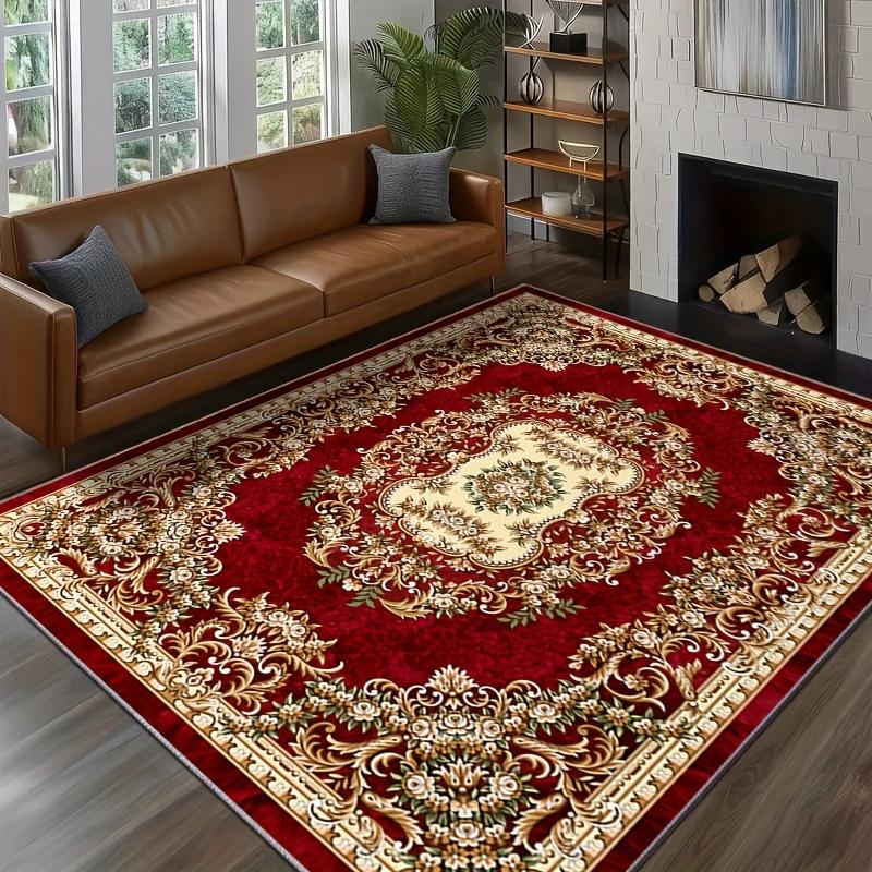 Zacht Boho Vloerkleed – Retro Rood Perzisch Design, Gemakkelijk te Onderhouden Wasbaar Kleed voor Woonkamer, Slaapkamer Decoratie 120x160cm(46x62in)
