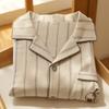 Couple pajamas women's autumn and winter pure cotton polished beast striped simple casual long-sleeved loungewear set