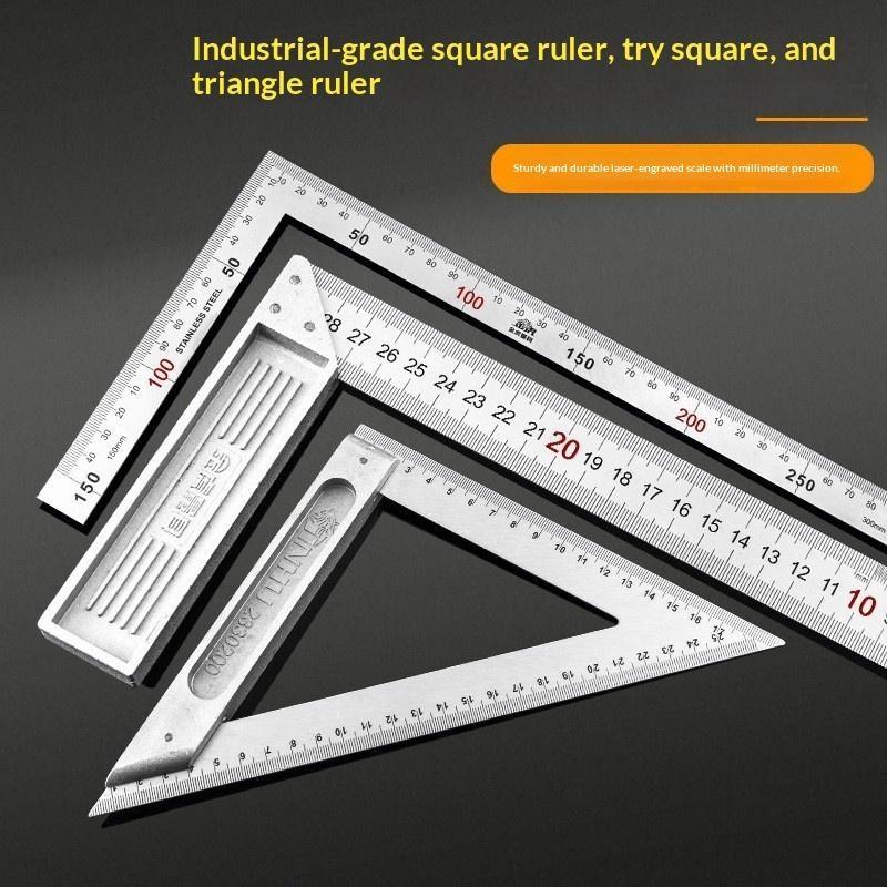 Woodworker Special Stainless Steel 90 Degree Right Angle Triangle Ruler 1Pcs 15/20/30/50CM for Wood Cutting Scribing Positioning