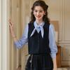 Women's Color-Block Square Neck Faux Two-Piece Knit Top
