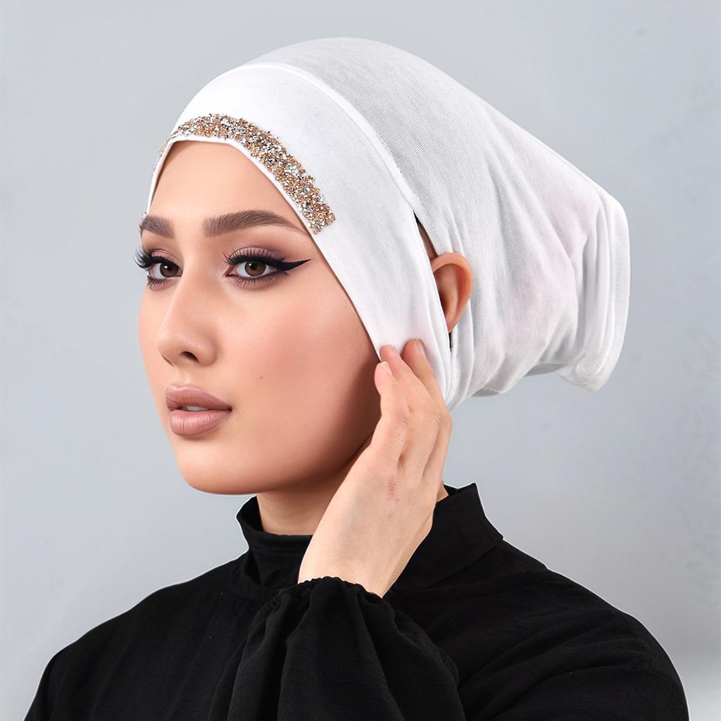 New Design Leaking Ears Caps Women Inner Hijab Muslim Turban Soft Premium Jersey Hijab Open Caps Solid Color Base Tube Caps